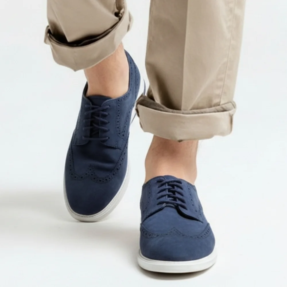 Cole Haan GrandevOlution Wingtip Navy Suede Oxford Shoes Size 10.5M